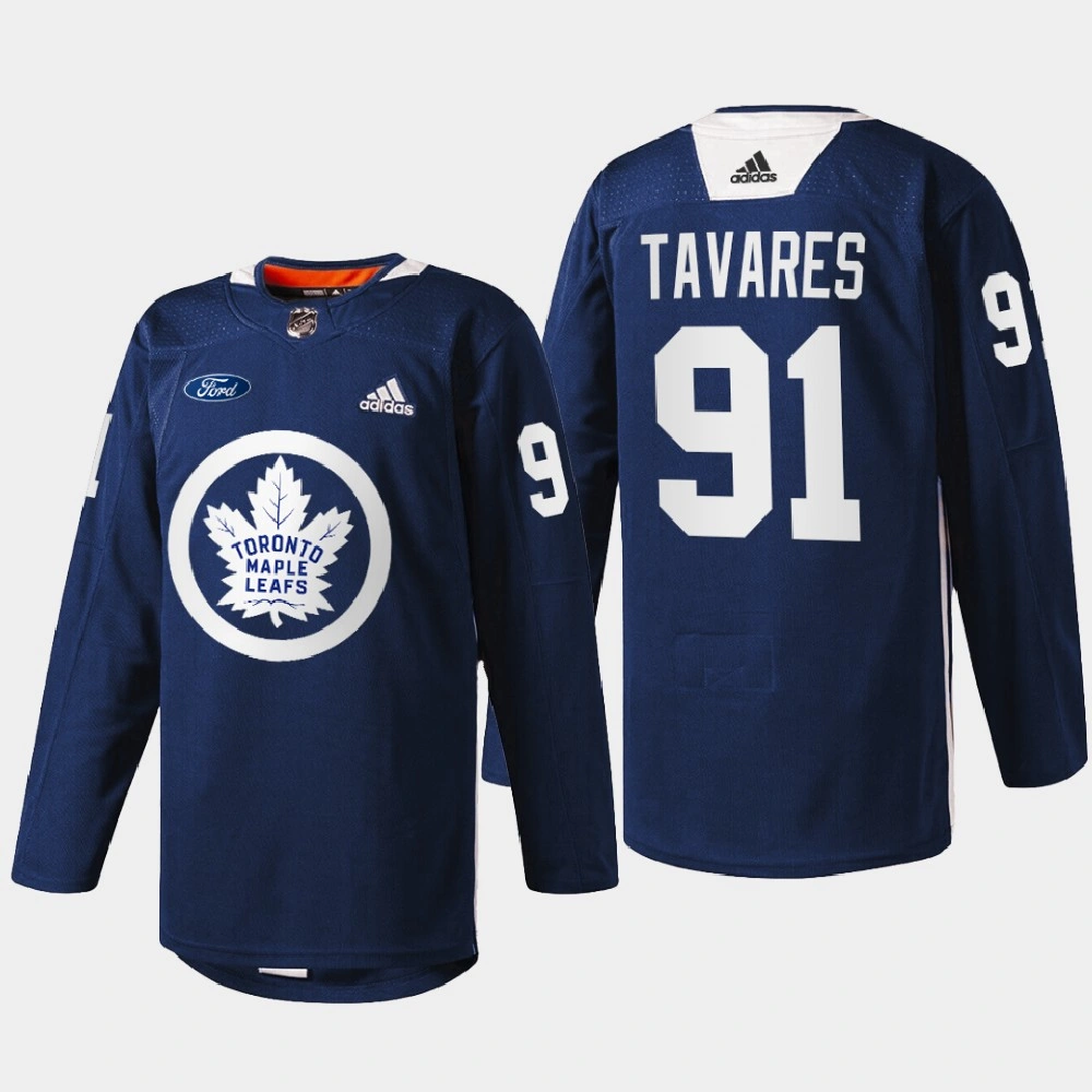 Women's John Tavares Toronto Maple Leafs Primary Logo 2022 Navy #91 Jersey Warm Up