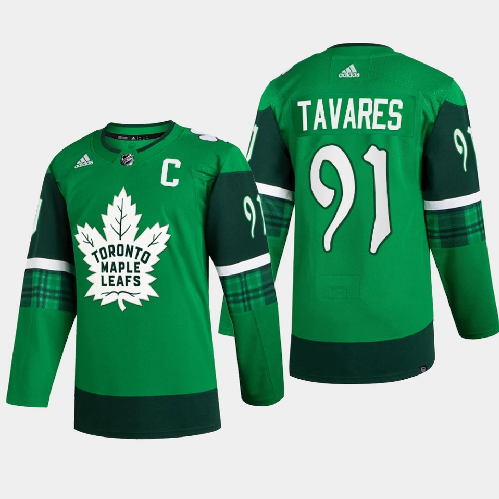 Women's John Tavares Toronto Maple Leafs St. Patrick 2022 Green #91 Jersey Warm-Up