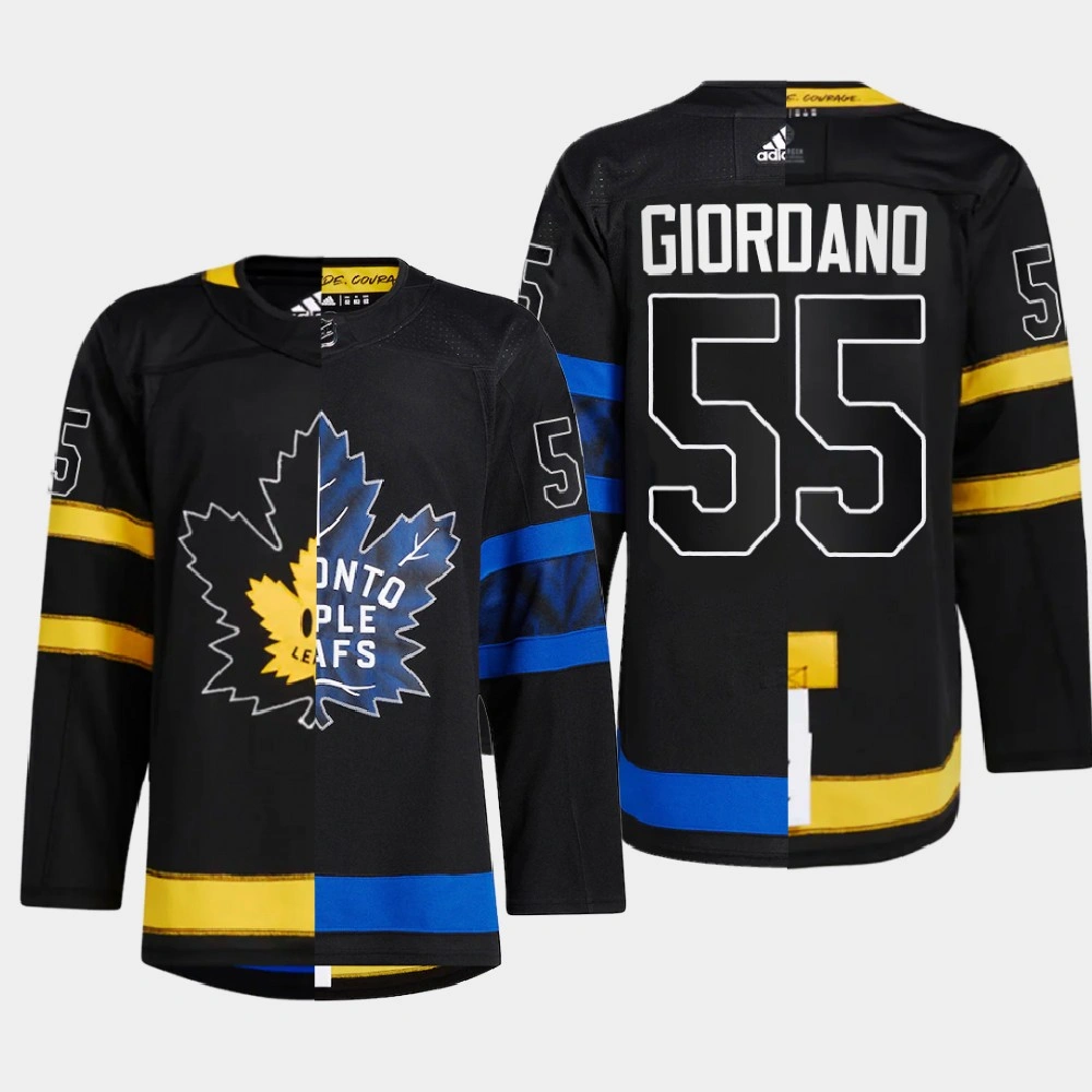 Women's Mark Giordano #55 Toronto Maple Leafs Black Jersey 2022 Split Edition Drew house Alternate