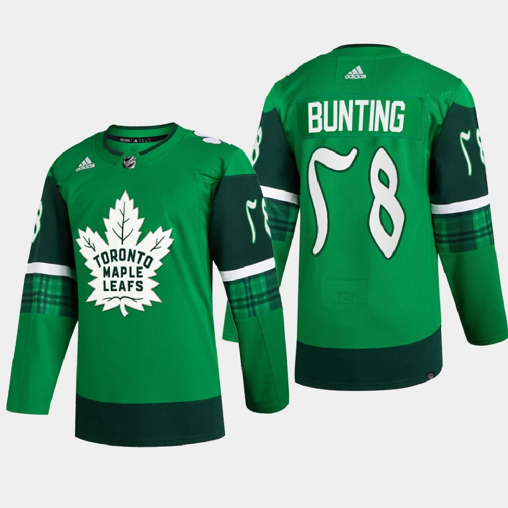 Women's Michael Bunting Toronto Maple Leafs St. Patrick 2022 Green #58 Jersey Warm-Up