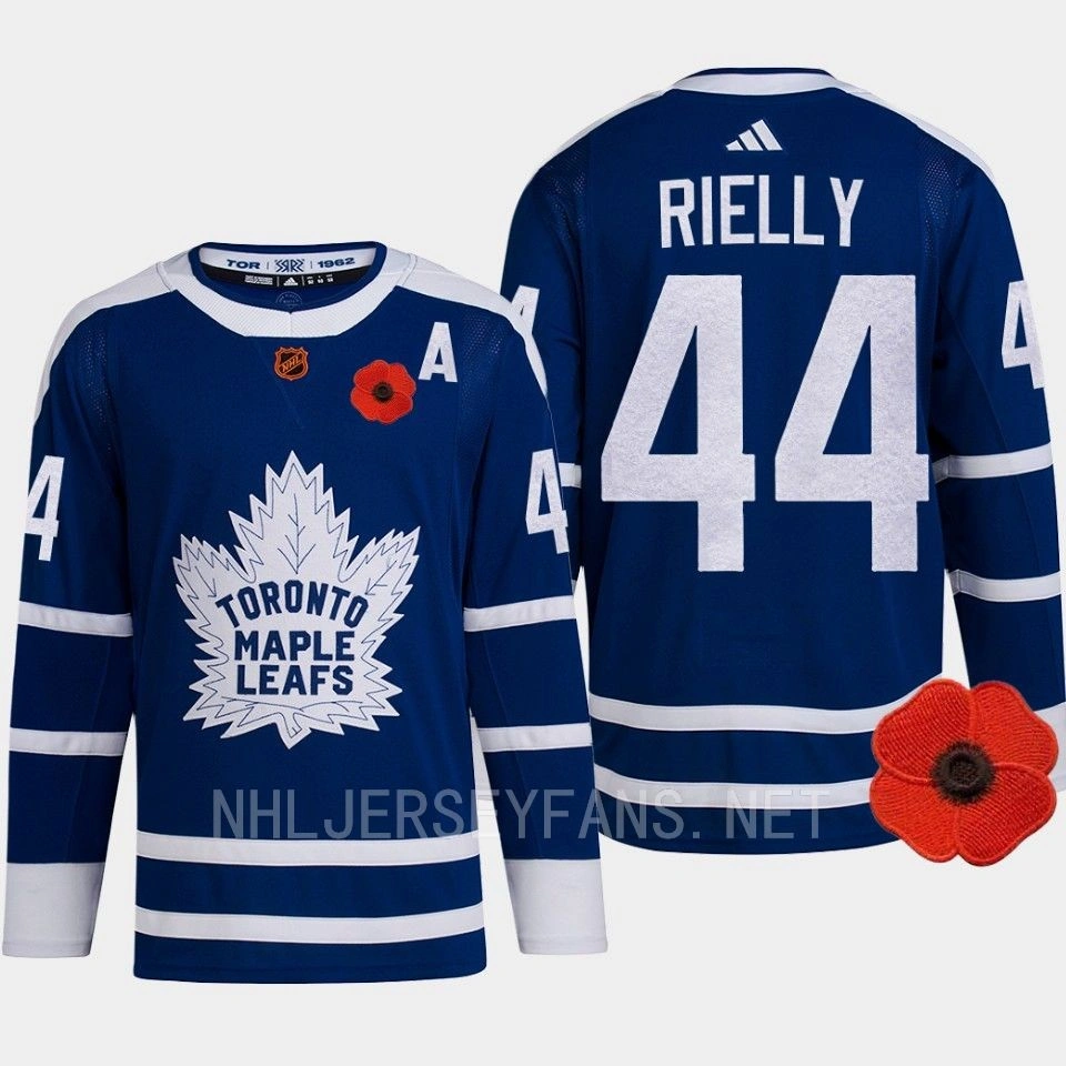 Women's Morgan Rielly Canadian Remembrance Day 2022 Toronto Maple Leafs Blue Jersey Lest We Forget Retro #44