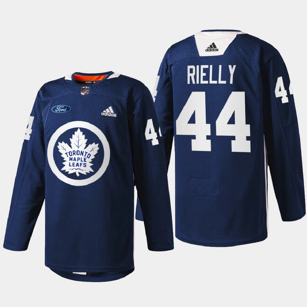 Women's Morgan Rielly Toronto Maple Leafs Primary Logo 2022 Navy #44 Jersey Warm Up
