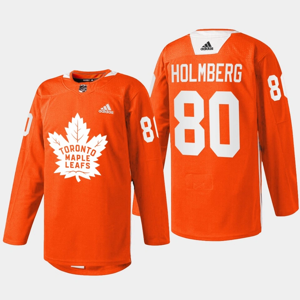 Youth Pontus Holmberg Toronto Maple Leafs Every Child Matters 2022 Orange #80 Jersey Warmup