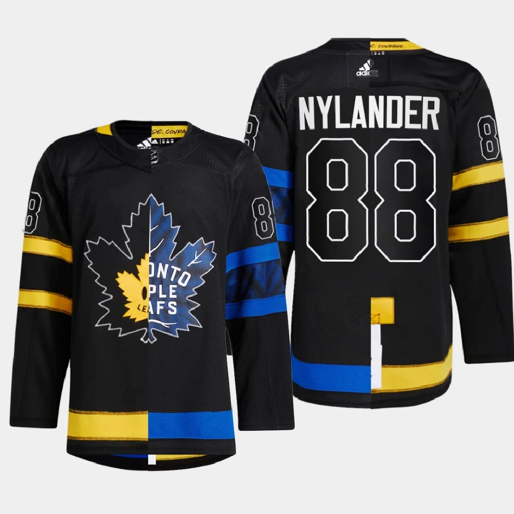 William Nylander #88 Toronto Maple Leafs Black Jersey 2022 Split Edition Drew house Alternate
