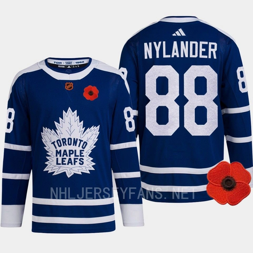 William Nylander Canadian Remembrance Day 2022 Toronto Maple Leafs Blue Jersey Lest We Forget Retro #88
