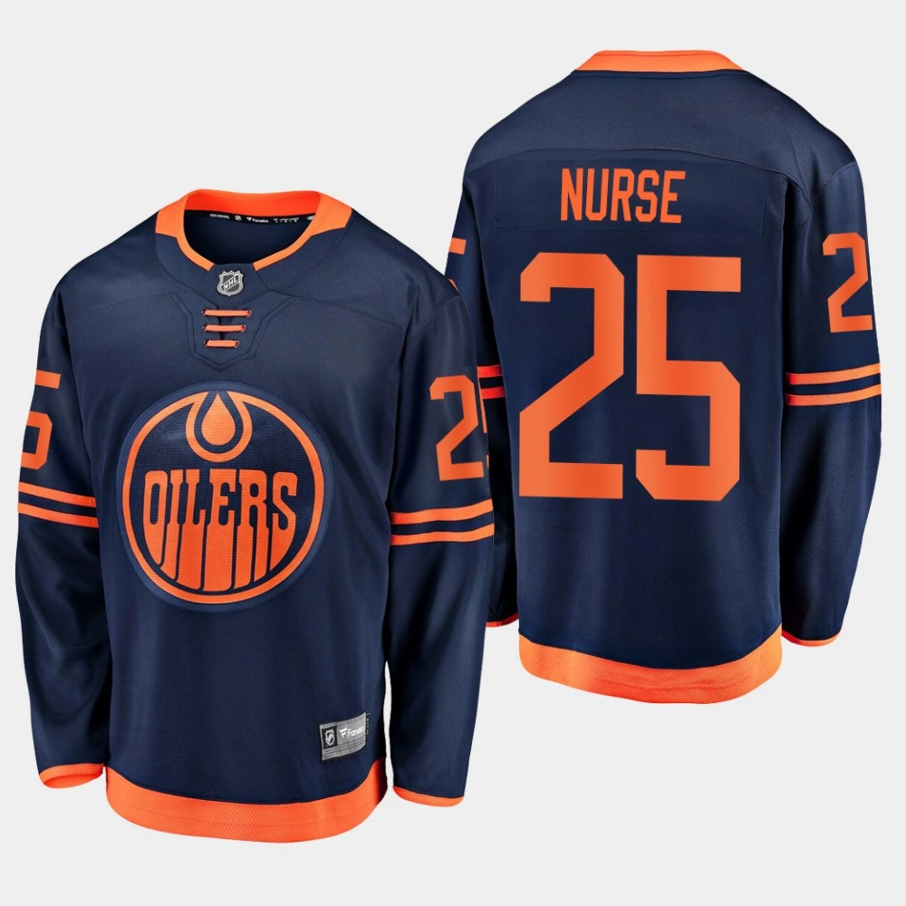 Oilers Darnell Nurse #25 2019-20 Alternate Premier Breakaway Jersey - Navy Oilers Darnell Nurse #25 2019-20 Alternate Premier Breakaway Jersey - Navy