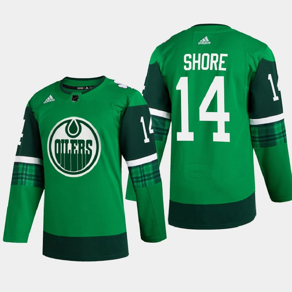 Women's Edmonton Oilers 2022 St. Patrick Devin Shore Green Warm-Up Jersey