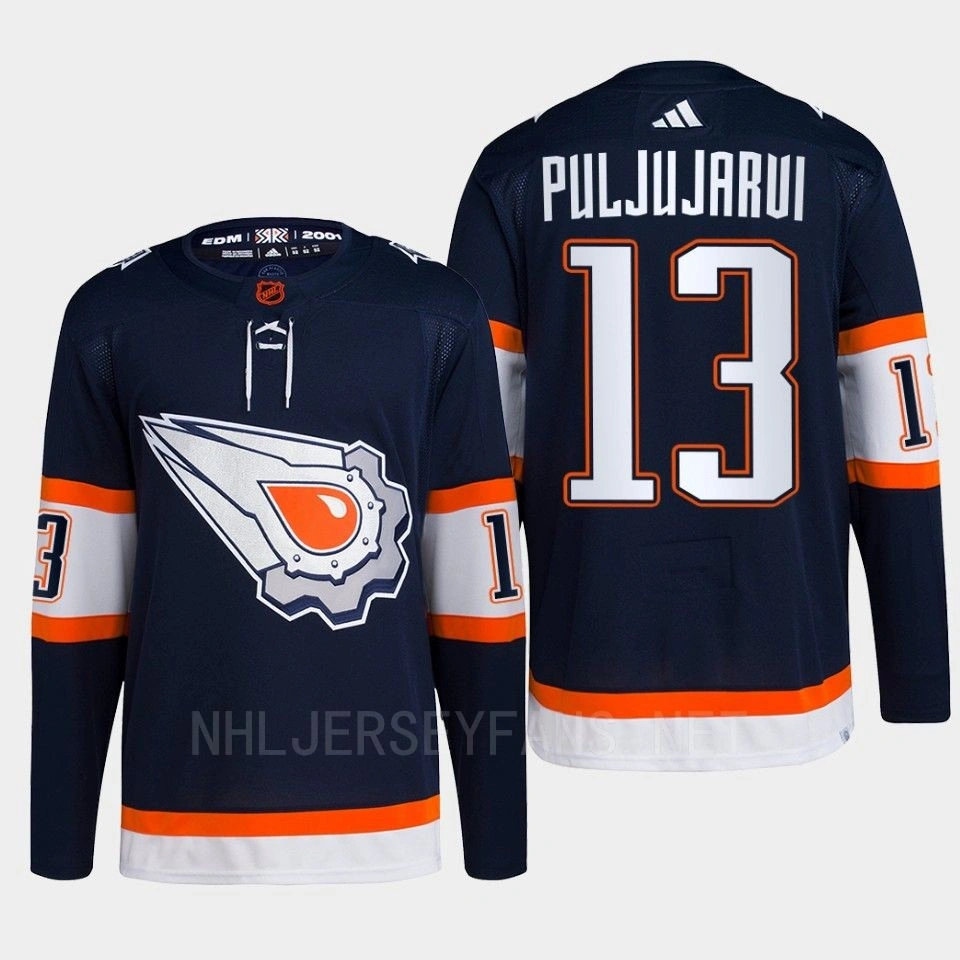 Women's Edmonton Oilers Jesse Puljujarvi Navy Authentic Primegreen Reverse Retro 2.0 Jersey 2022
