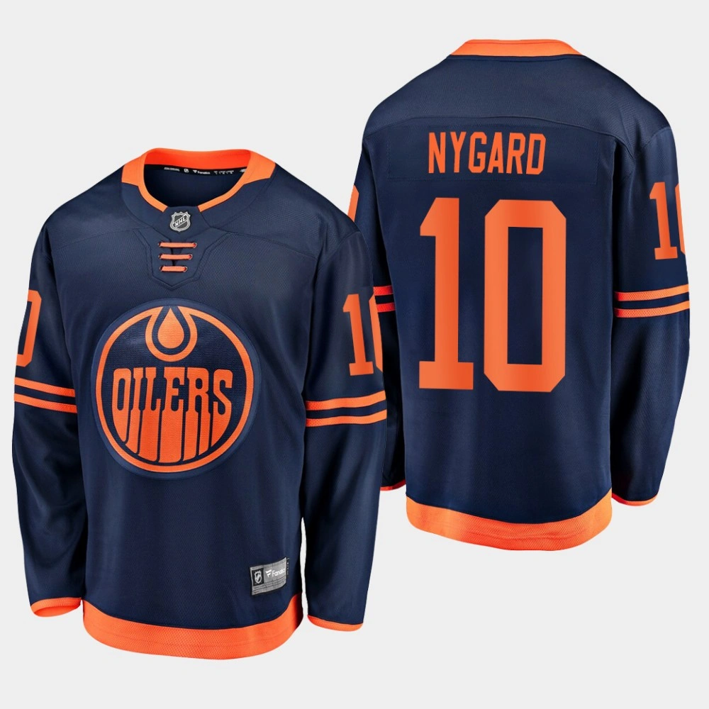 Oilers Joakim Nygard #10 2019-20 Alternate Premier Breakaway Jersey - Navy Oilers Joakim Nygard #10 2019-20 Alternate Premier Breakaway Jersey - Navy