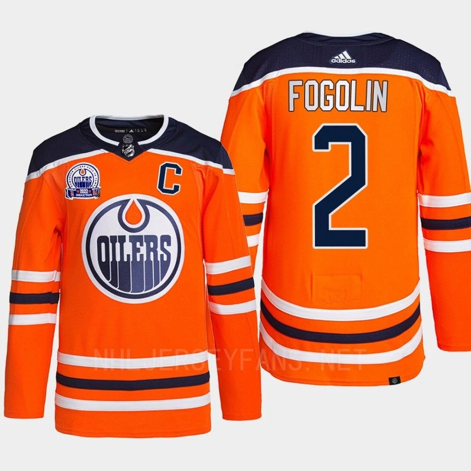 Women's Lee Fogolin Hall of Fame patch 2022 Edmonton Oilers Orange Jersey Authentic Pro #2 Women's Lee Fogolin Hall of Fame patch 2022 Edmonton Oilers Orange Jersey Authentic Pro #2