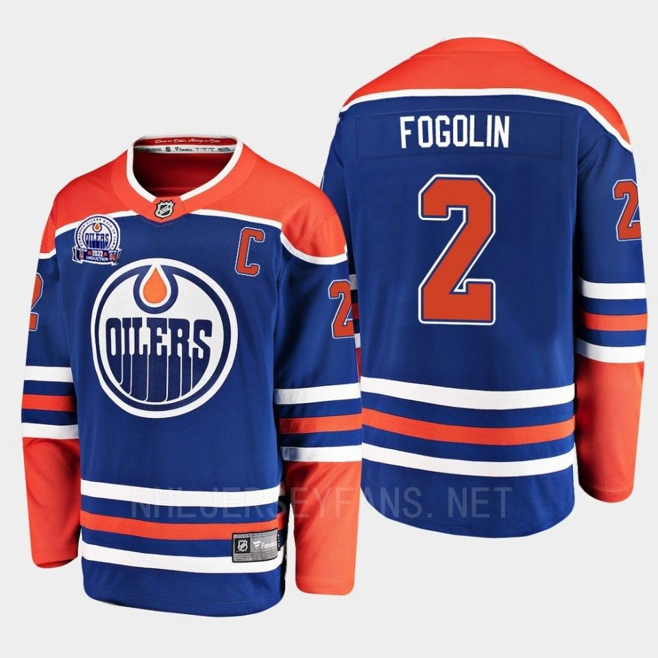 Women's Lee Fogolin Hall of Fame patch 2022 Edmonton Oilers Royal Jersey Home #2