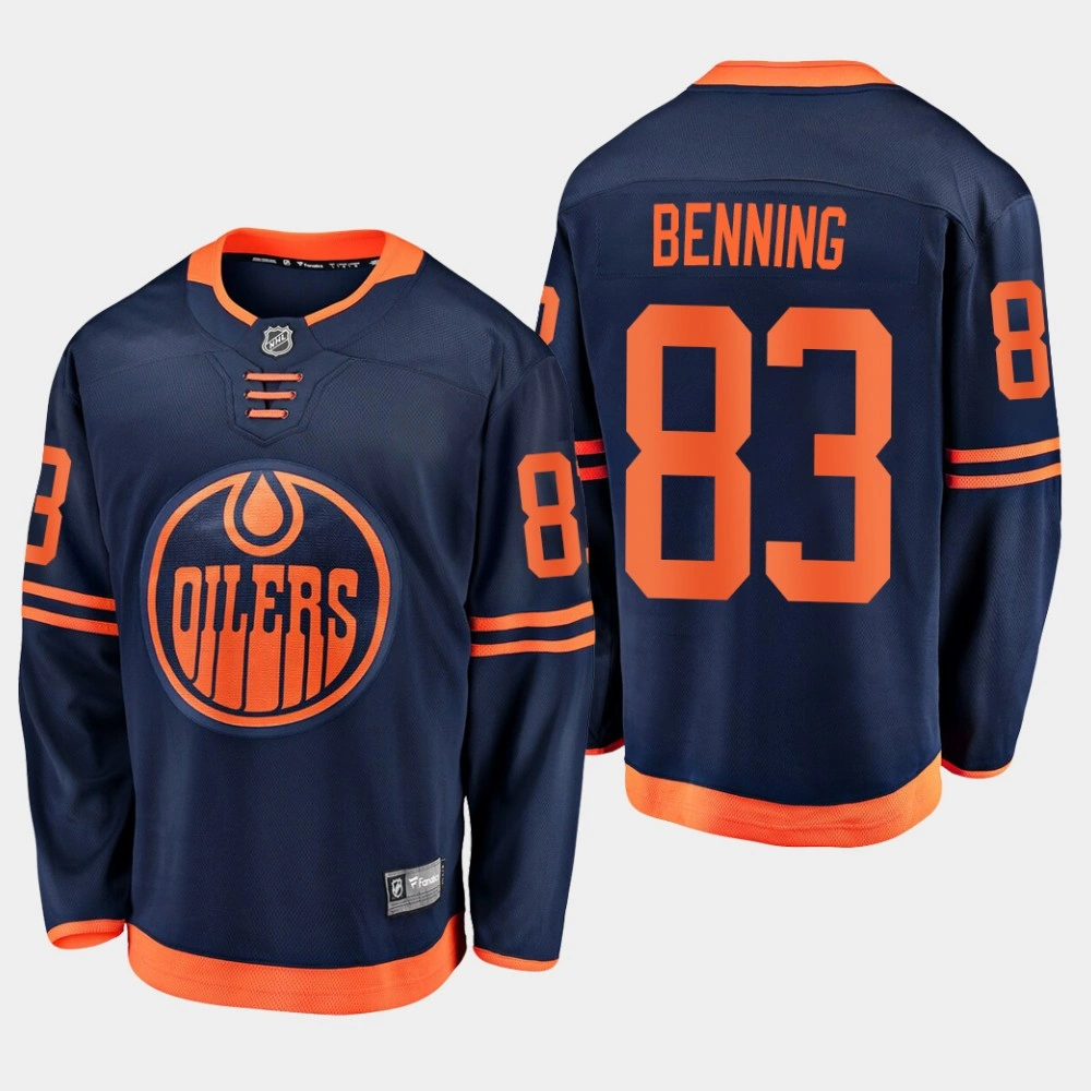 Youth Oilers Matt Benning #83 2019-20 Alternate Premier Breakaway Jersey - Navy Youth Oilers Matt Benning #83 2019-20 Alternate Premier Breakaway Jersey - Navy
