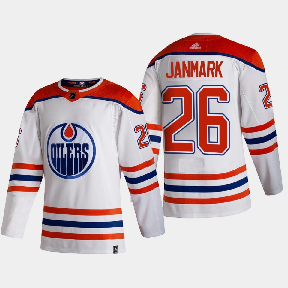 Youth Edmonton Oilers Mattias Janmark #26 2022 Reverse Retro Authentic White Jersey