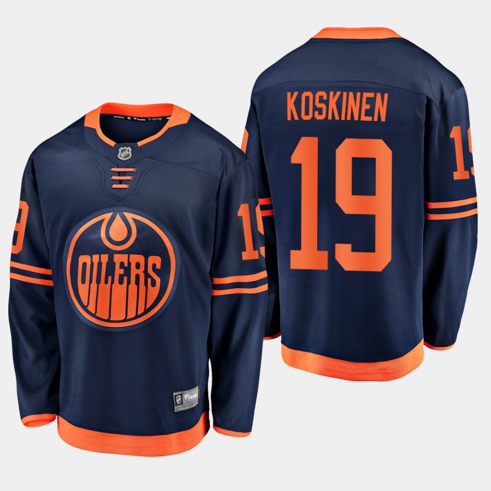 Oilers Mikko Koskinen #19 2019-20 Alternate Premier Breakaway Jersey - Navy Oilers Mikko Koskinen #19 2019-20 Alternate Premier Breakaway Jersey - Navy
