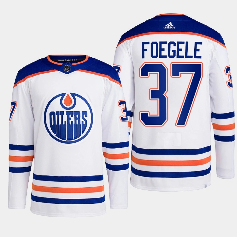 Warren Foegele #37 Edmonton Oilers White Jersey 2022-23 Primegreen Authentic Away