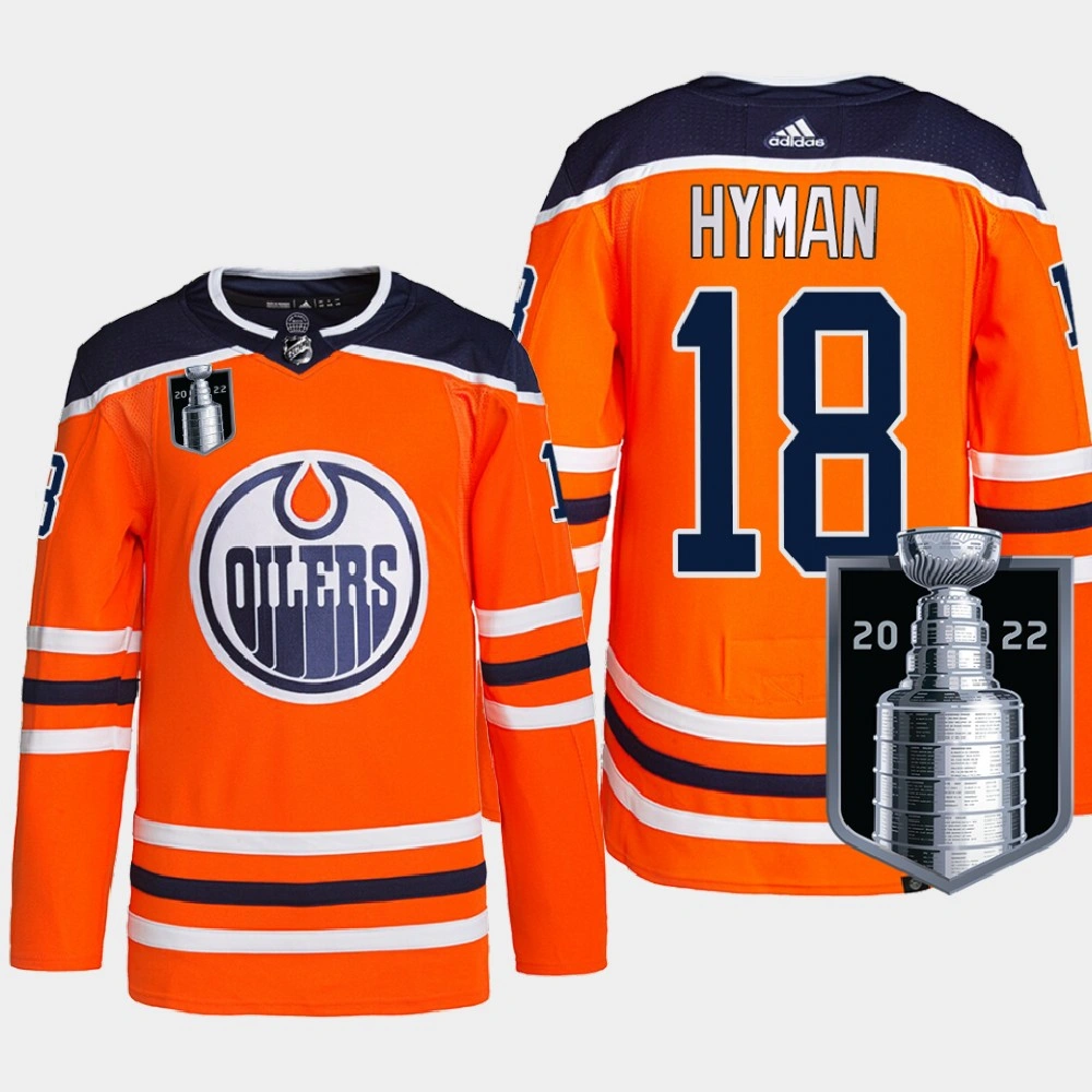 Women's Zach Hyman Edmonton Oilers 2022 Stanley Cup Playoffs Orange #18 Jersey Authentic Primegreen