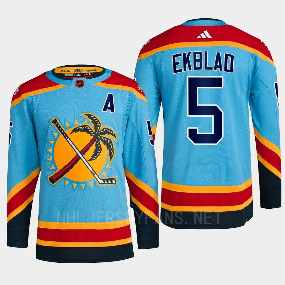 Florida Panthers 2022 Reverse Retro 2.0 Aaron Ekblad Blue Authentic Primegreen Jersey Men's Florida Panthers 2022 Reverse Retro 2.0 Aaron Ekblad Blue Authentic Primegreen Jersey Men's