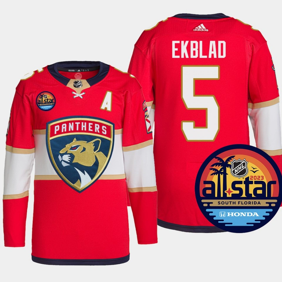 Aaron Ekblad #5 Florida Panthers Red Jersey 2023 NHL All-Star Authentic Pro Aaron Ekblad #5 Florida Panthers Red Jersey 2023 NHL All-Star Authentic Pro
