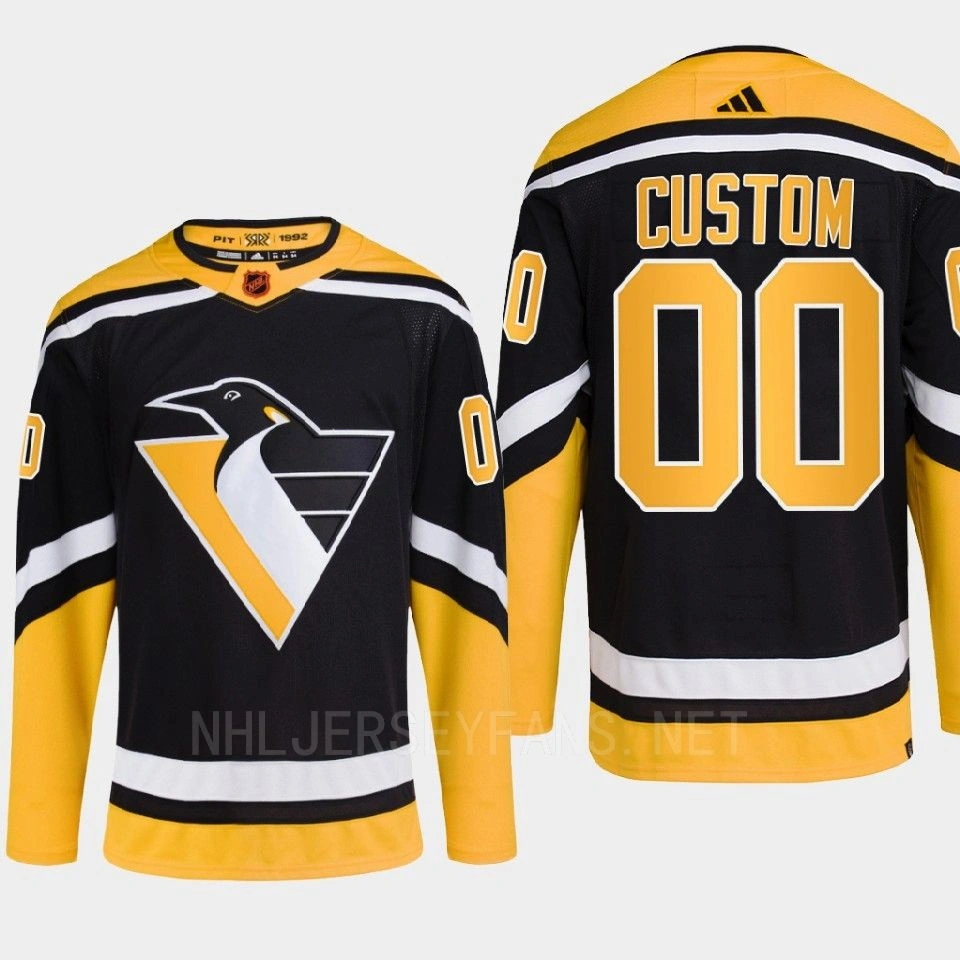 Women's Pittsburgh Penguins 2022 Reverse Retro 2.0 Custom Black Authentic Primegreen Jersey Men's Women's Pittsburgh Penguins 2022 Reverse Retro 2.0 Custom Black Authentic Primegreen Jersey Men's