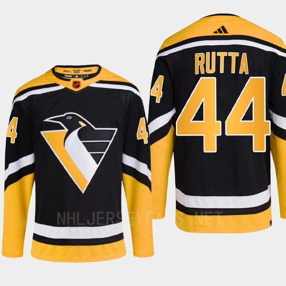 Women's Pittsburgh Penguins 2022 Reverse Retro 2.0 Jan Rutta Black Authentic Primegreen Jersey Men's