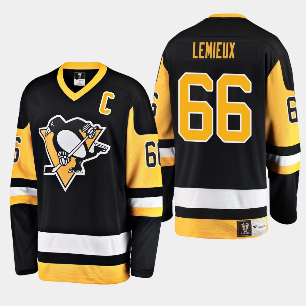 Youth Pittsburgh Penguins Mario Lemieux #66 Heritage Premier Breakaway Player Jersey Black Youth Pittsburgh Penguins Mario Lemieux #66 Heritage Premier Breakaway Player Jersey Black
