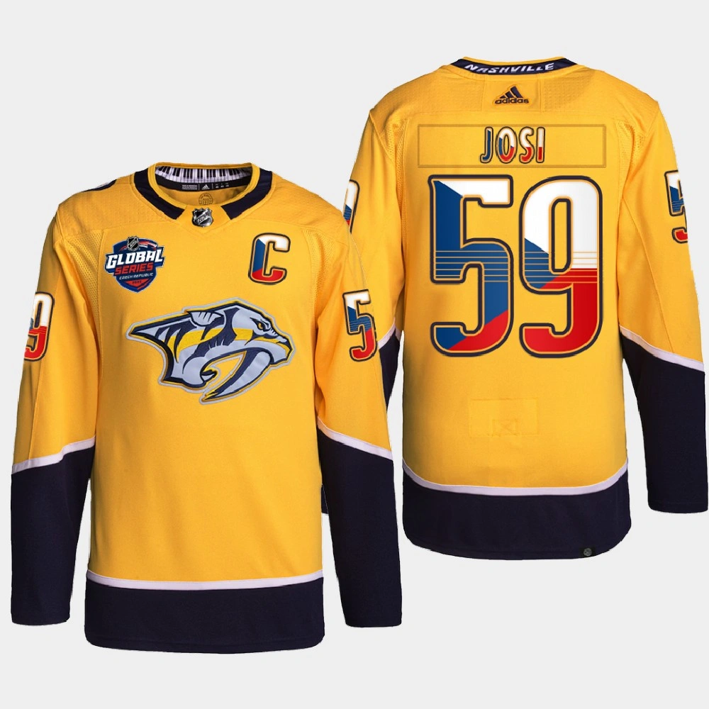 Youth Roman Josi Nashville Predators 2022 NHL Global Series Gold #59 Jersey Czech Republic Challenge