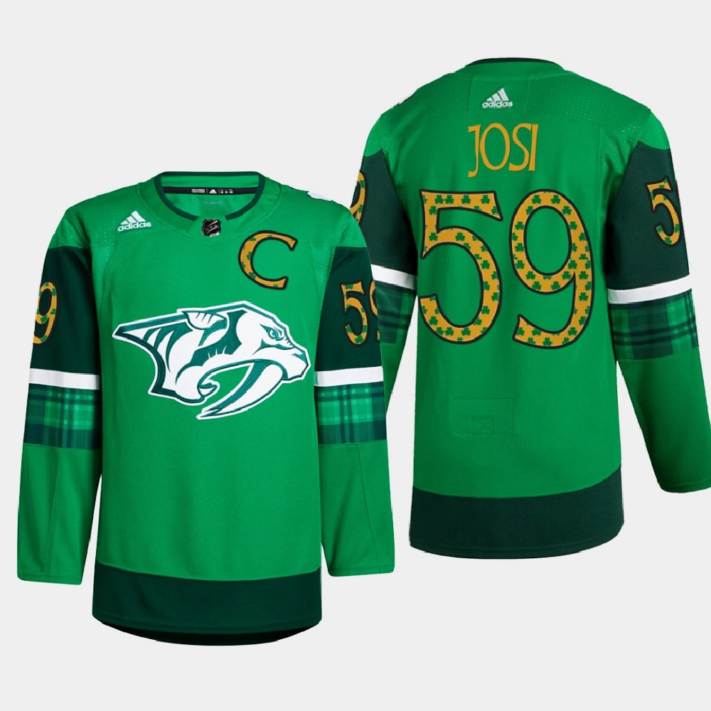 Nashville Predators St. Patricks Day Roman Josi Green Warm-Up Jersey
