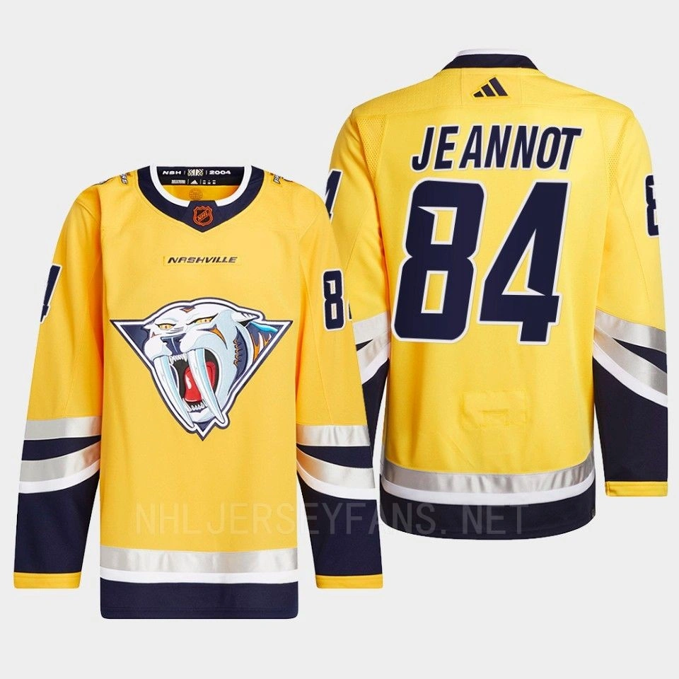 Nashville Predators 2022 Reverse Retro 2.0 Tanner Jeannot Yellow Authentic Primegreen Jersey Men's