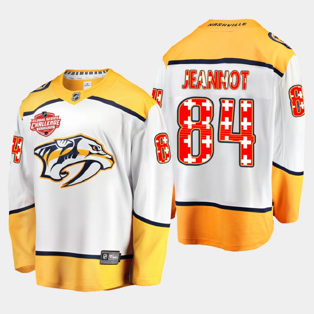 Youth Tanner Jeannot Nashville Predators 2022 NHL Global Series White #84 Jersey Switzerland Challenge Youth Tanner Jeannot Nashville Predators 2022 NHL Global Series White #84 Jersey Switzerland Challenge