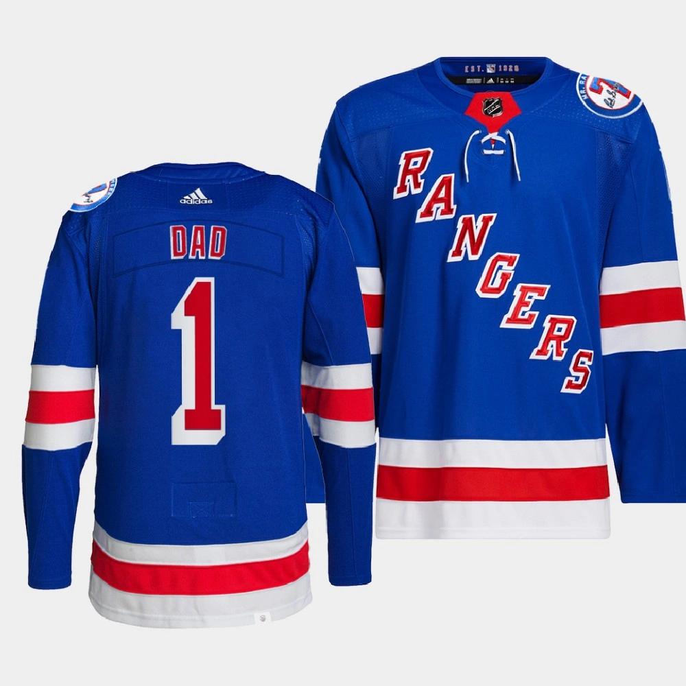 Women's 2022 Fathers Day Gift New York Rangers Blue Greatest Dad Jersey Primegreen