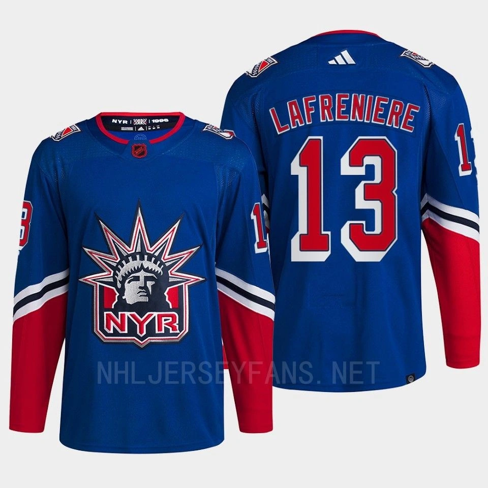 Women's New York Rangers 2022 Reverse Retro 2.0 Alexis Lafreniere Blue Authentic Primegreen Jersey Men's