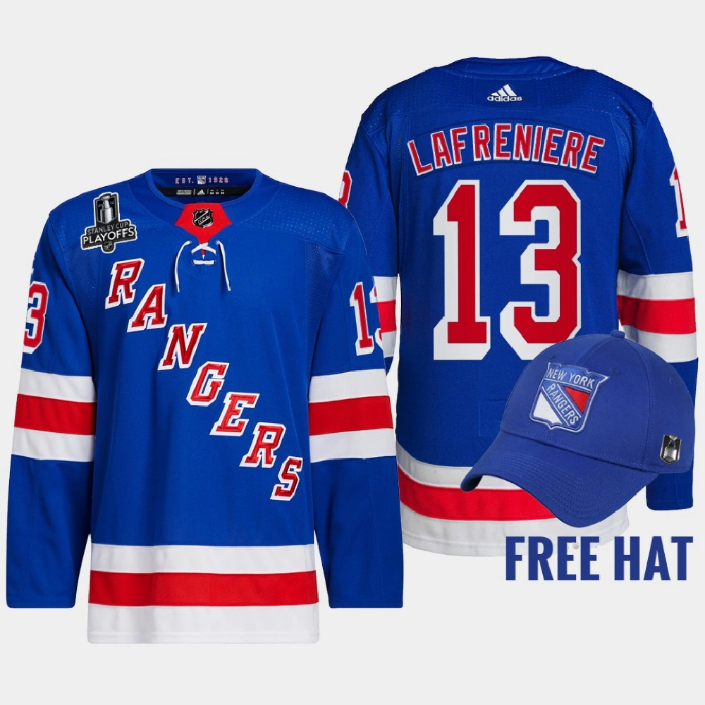 Women's New York Rangers Alexis Lafreniere Royal Authentic 2022 Metropolitan Division Champions Jersey
