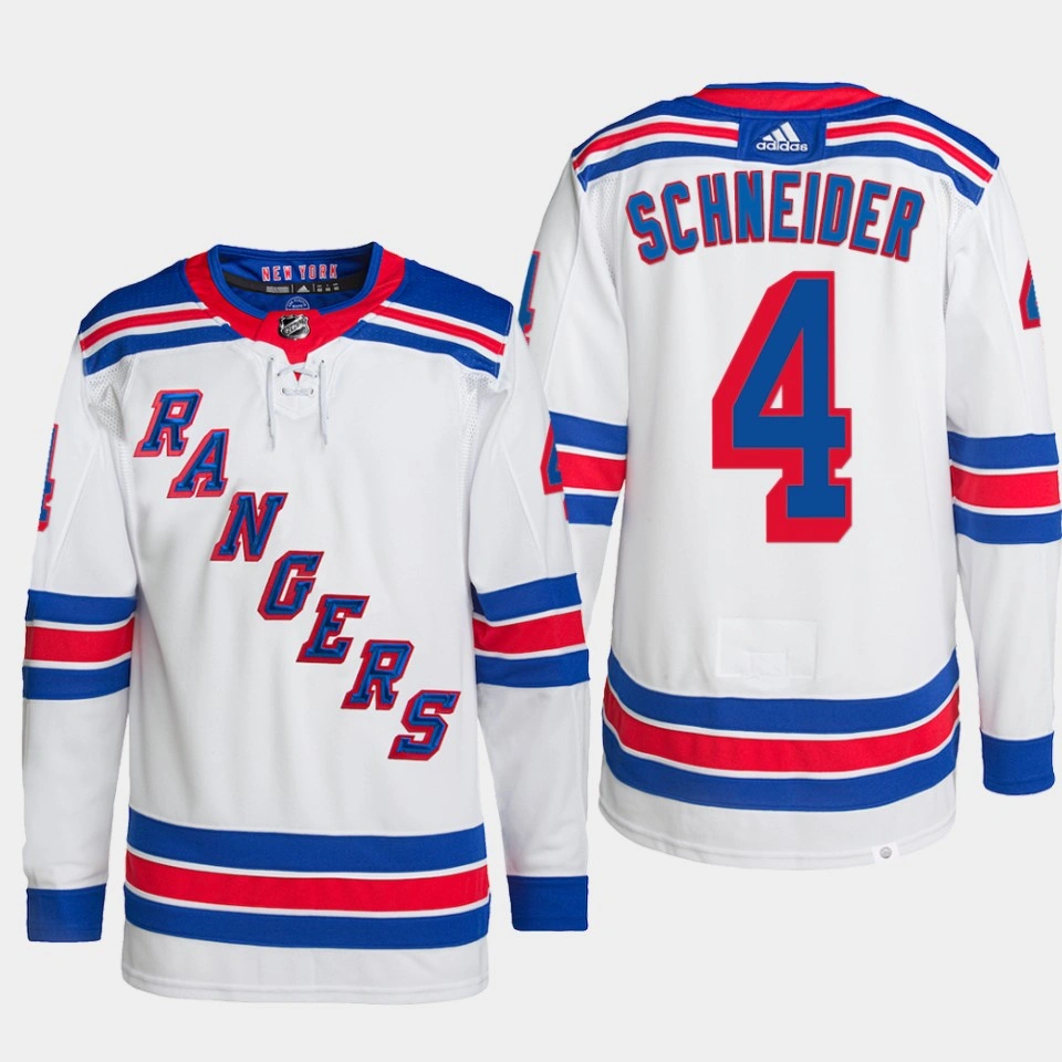 Braden Schneider #4 New York Rangers White Jersey Authentic Away Braden Schneider #4 New York Rangers White Jersey Authentic Away