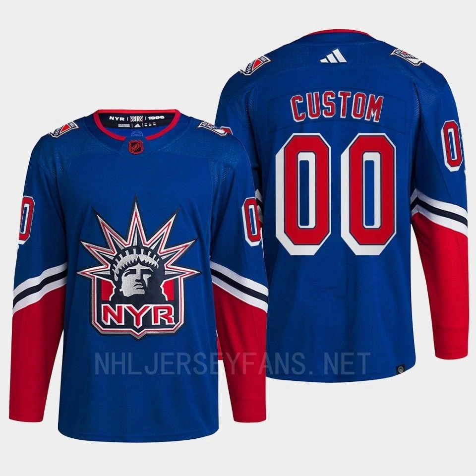 Women's New York Rangers 2022 Reverse Retro 2.0 Custom Blue Authentic Primegreen Jersey Men's Women's New York Rangers 2022 Reverse Retro 2.0 Custom Blue Authentic Primegreen Jersey Men's