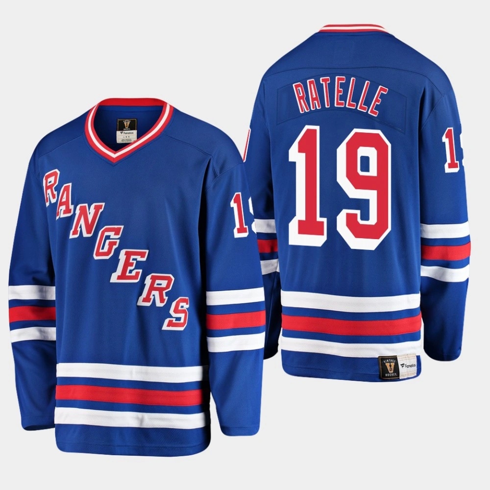 Youth New York Rangers Jean Ratelle #19 Heritage Premier Player Blue Jersey Youth New York Rangers Jean Ratelle #19 Heritage Premier Player Blue Jersey
