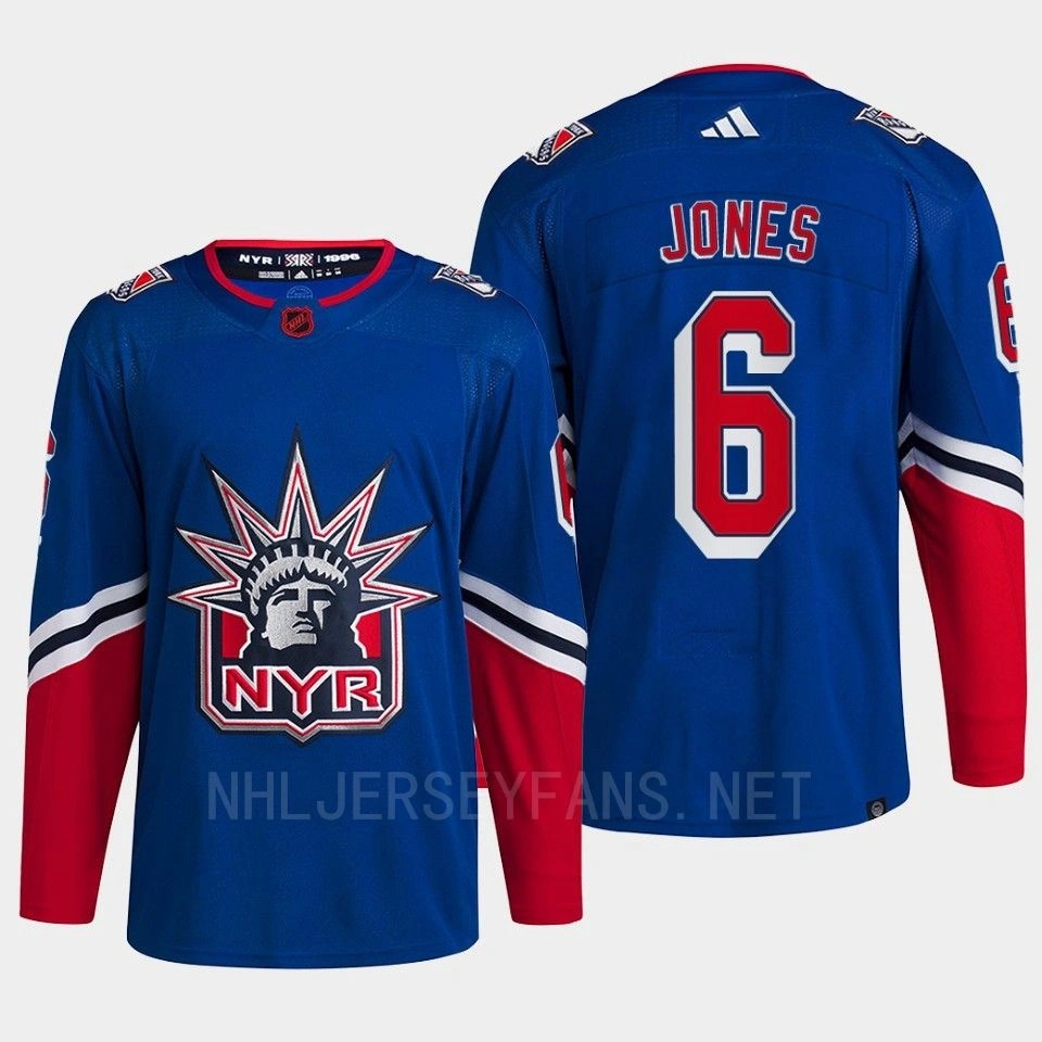 Women's New York Rangers 2022 Reverse Retro 2.0 Zac Jones Blue Authentic Primegreen Jersey Men's