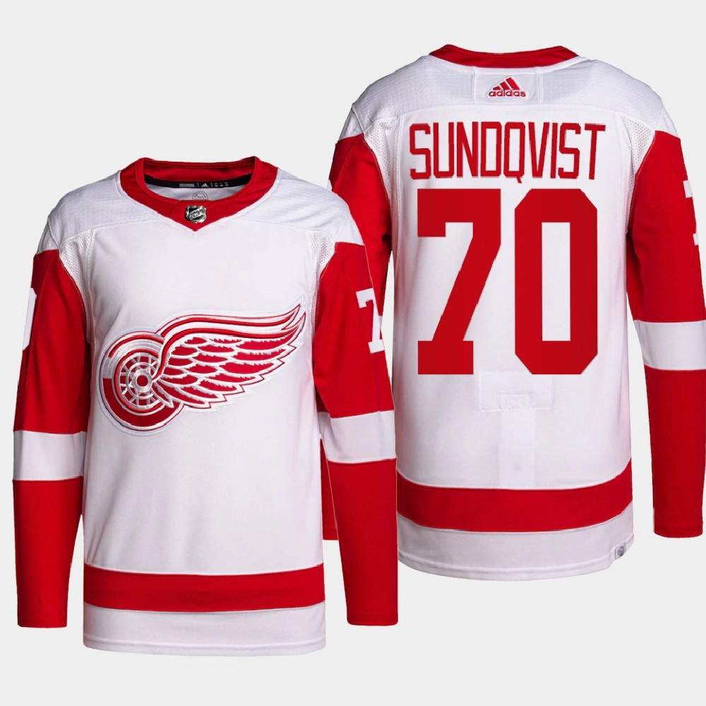 Detroit Red Wings Oskar Sundqvist White Primegreen Authentic Pro Away Jersey 2022 Detroit Red Wings Oskar Sundqvist White Primegreen Authentic Pro Away Jersey 2022