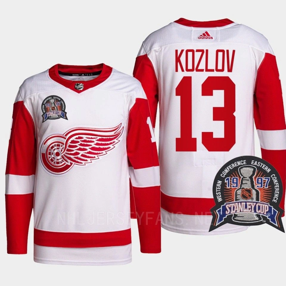 Women's Vyacheslav Kozlov 1997 Stanley Cup Detroit Red Wings Red Jersey 25th Anniversary #13