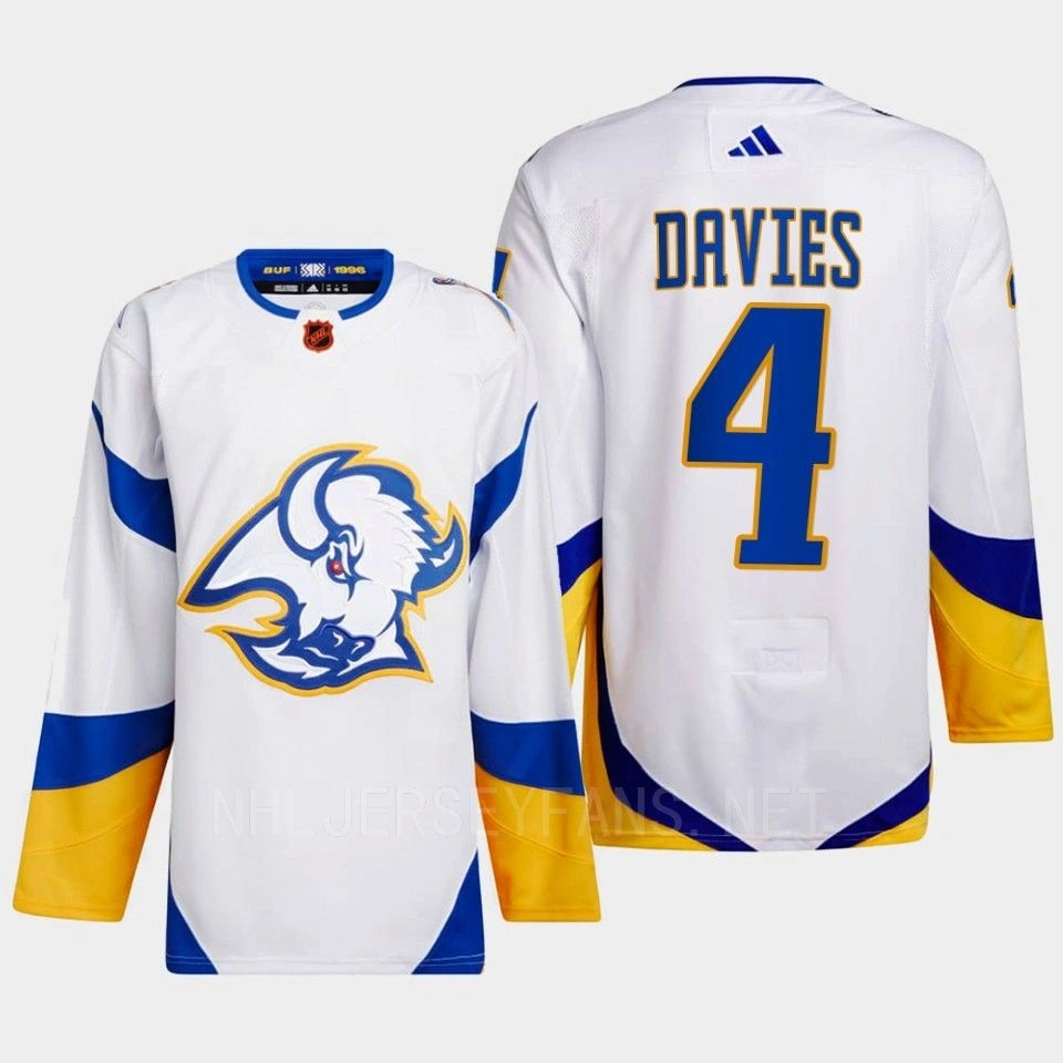 Women's Jeremy Davies Reverse Retro 2.0 2022 Buffalo Sabres White Jersey Authentic Primegreen #4