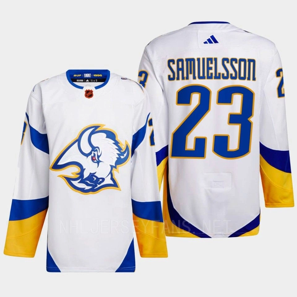 Mattias Samuelsson Reverse Retro 2.0 2022 Buffalo Sabres White Jersey Authentic Primegreen #23 Mattias Samuelsson Reverse Retro 2.0 2022 Buffalo Sabres White Jersey Authentic Primegreen #23