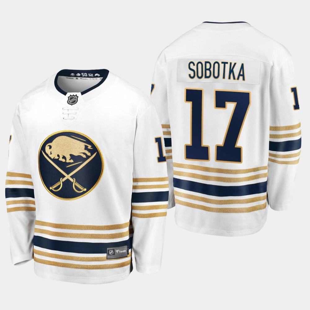 Sabres Vladimir Sobotka #17 2019-20 50th Season Premier Breakaway Jersey - White Sabres Vladimir Sobotka #17 2019-20 50th Season Premier Breakaway Jersey - White