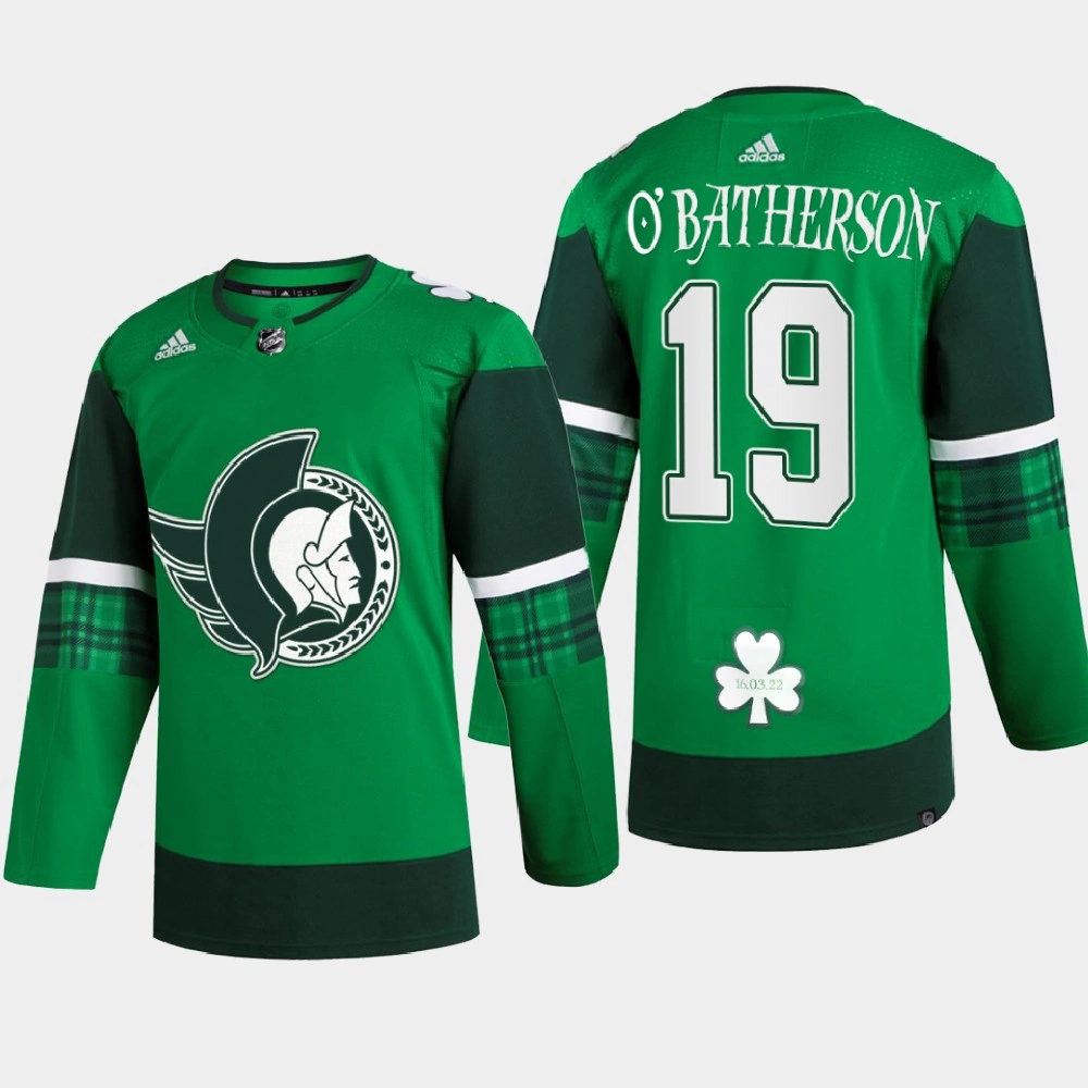 Drake Batherson Ottawa Senators St. Patrick 2022 Green #19 Jersey Warm-Up Drake Batherson Ottawa Senators St. Patrick 2022 Green #19 Jersey Warm-Up