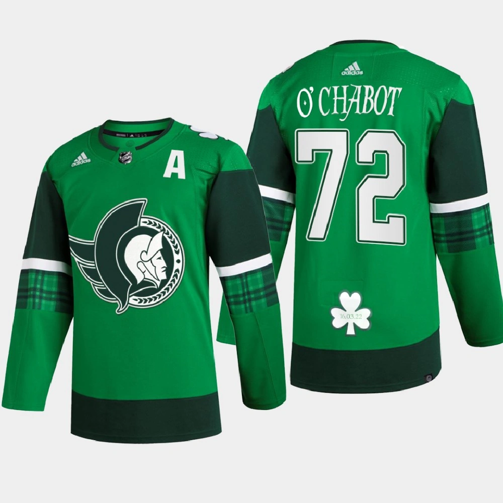 Women's Thomas Chabot Ottawa Senators St. Patrick 2022 Green #72 Jersey Warm-Up