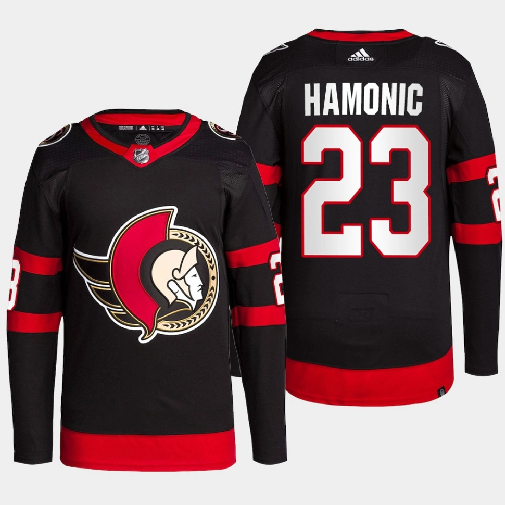 Travis Hamonic #23 Ottawa Senators Black Jersey 2022 Home Primegreen Authentic Pro