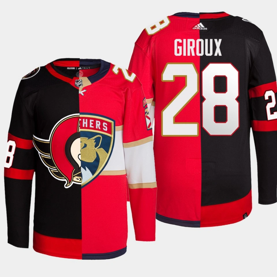 Claude Giroux Ottawa Senators x Panthers Split Black Red #28 Jersey Authentic Primegreen