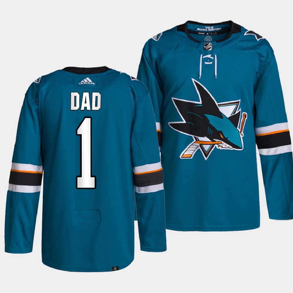 Women's 2022 Fathers Day Gift San Jose Sharks Teal Greatest Dad Jersey Primegreen