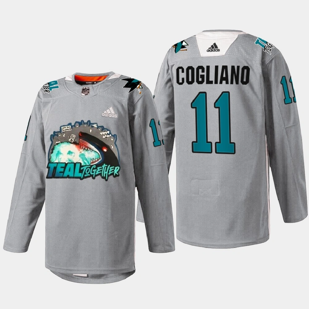 Women's San Jose Sharks Fan Appreciation Andrew Cogliano Gray Teal Togehter Jersey