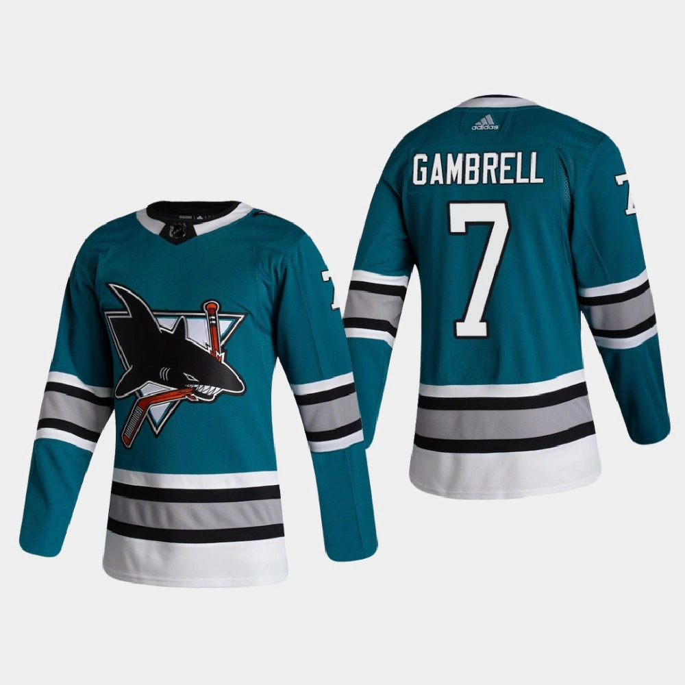 Youth San Jose Sharks Dylan Gambrell #7 2020-21 Heritage 30th Anniversary Authentic Teal Jersey