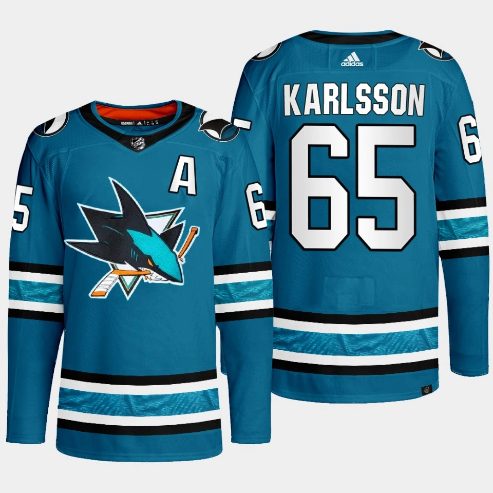 Youth San Jose Sharks Erik Karlsson Teal Primegreen Authentic Home Jersey 2022-23