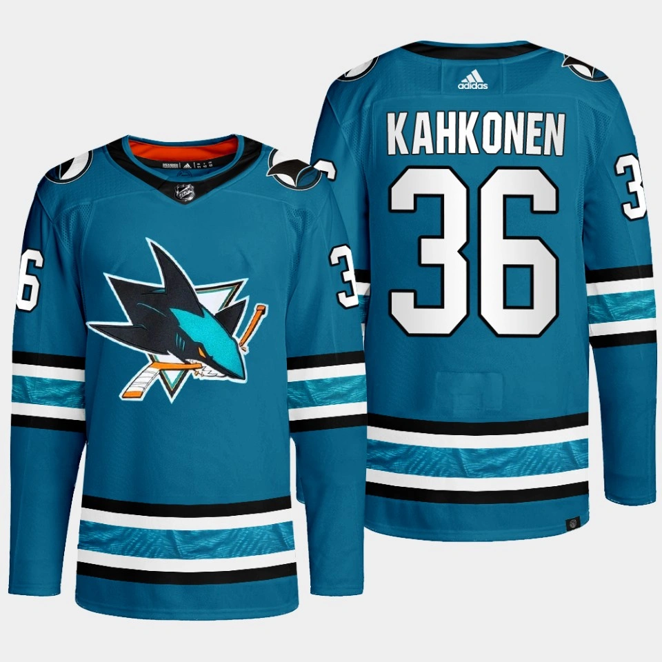 Women's San Jose Sharks Kaapo Kahkonen Teal Primegreen Authentic Home Jersey 2022-23